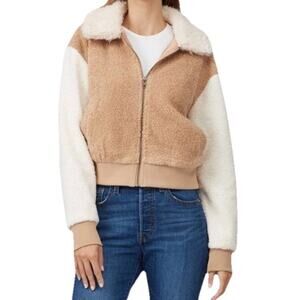 Minkpink Women’s XXL Sherpa Mixed Fur Jacket Zip Up Cropped Mob Wife City Chic